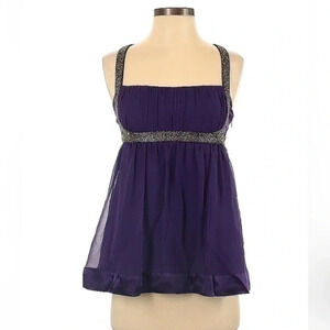 Bebe | Y2K 100% Silk Purple Sleeveless Formal Blouse Size Small S